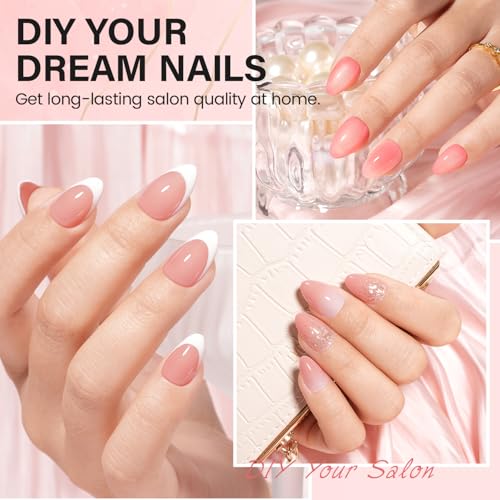 AILLSA Gel Nail Kit with 240 Almond Tips, Glue & Lamp