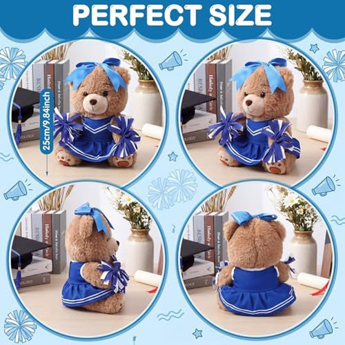 10-Inch Cheerleader Bear Plush Toy - Blue Cheer Gift & Team Spirit