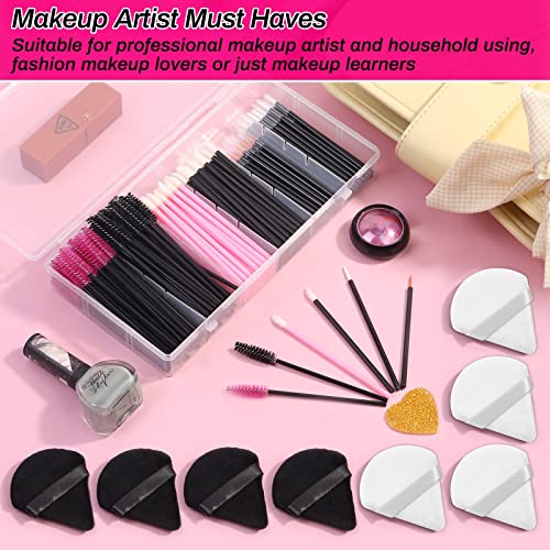 Disposable Makeup Applicator Kit with Triangle Puffs, Mascara Wands, Lip Applicators & Eyeliner Brushes
