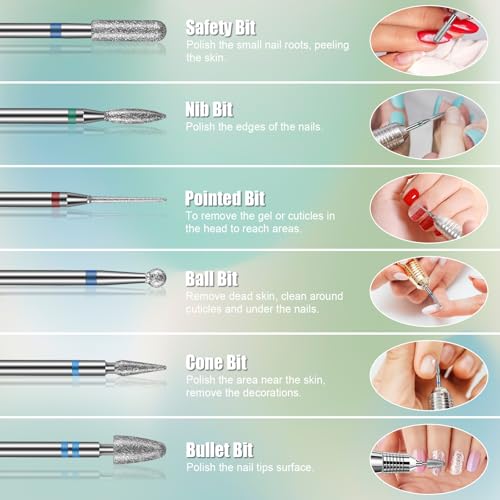 13PCS Nail Drill Bits Set - Tungsten Carbide & Ceramic Efile Bits