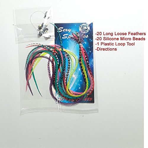 20 Real Rooster Feather Hair Extensions Kit