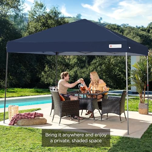 Best Choice Products 10x10ft 1-Person Setup Pop Up Canopy Tent Instant Portable Shelter w/ 1-Button Push, Case, 4 Weight Bags - Blue