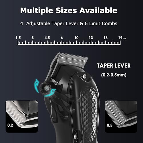 KEMEI Professional Cordless Hair Clippers for Men, 4-Speed Barber Trimmer