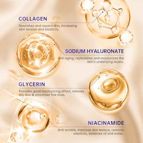 Collagen Skin Care Set, Anti Aging Skincare Set for Reduce Wrinkles, Shrink Pores, Smooth Fine Lines, Hydrating, 4 Pcs Travel Skincare Kits for Women with Cleanser, Serum, Cream, Eye Cream.