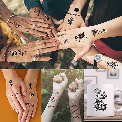 52 Sheet Halloween Temporary Tattoos for Kids & Adults - 200+ Designs