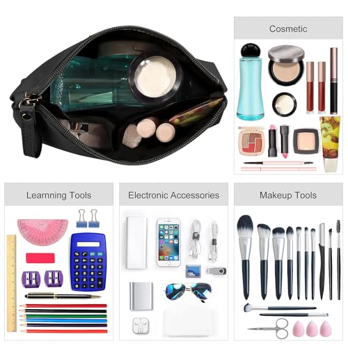MAANGE Small Makeup Bag PU Leather Cosmetic Pouch with Zipper