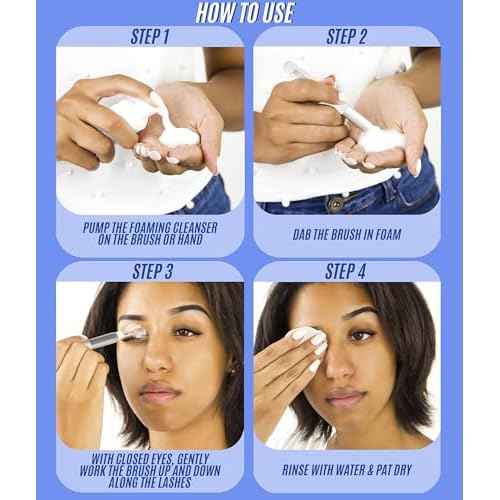 STACY LASH Eyelash Extension Shampoo + Brush / 1.69 fl.oz / 50ml / Eyelid Foaming Cleanser/Wash for Extensions & Natural Lashes/Safe Makeup Remover/Supplies for Professional & Home Use