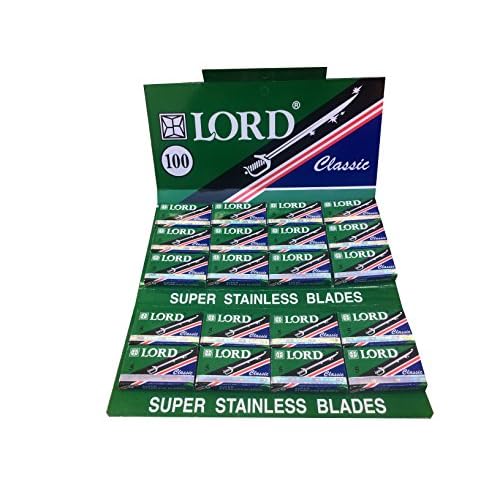 Lord Classic Super Stainless Double Edge Safety Razor Blades, 100 blades (20x5)