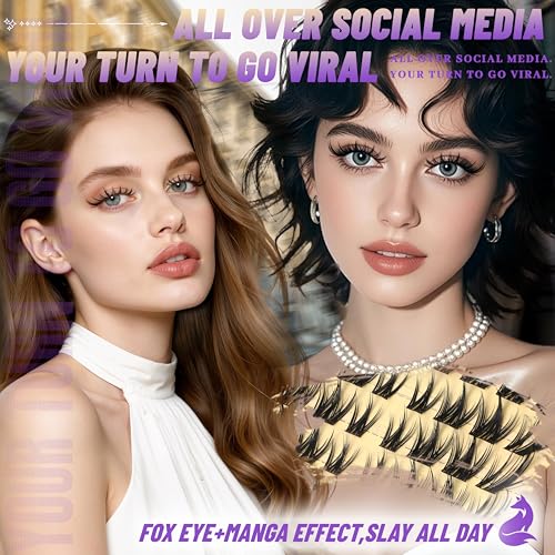 Fyonas Flick Kit Manga Lash Clusters - Natural Cat Eye Lash Extensions with Spikes