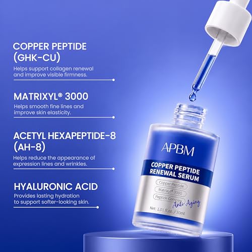 APBM Copper Peptides Serum - Anti-Aging Facial Serum with GHK-Cu & Hyaluronic Acid, 1.01 Fl Oz