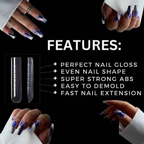 Dual Nail Forms ARCH SQUARE Structure Poly gel Forms Full Cover Molds 12 Sizes for Solid Gel Glue Art Design Salon&DIY