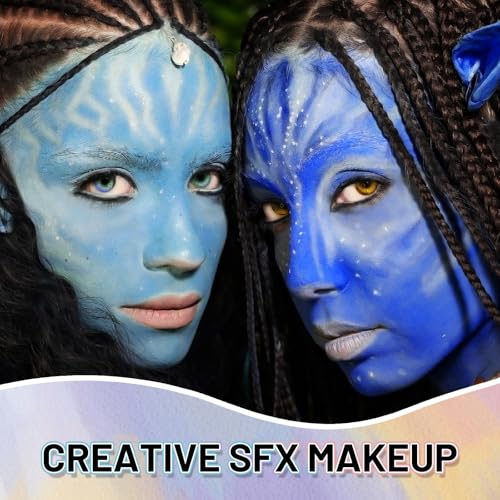 Light Blue Water-Based Face Paint 70ml | Full Coverage Halloween Cosplay
