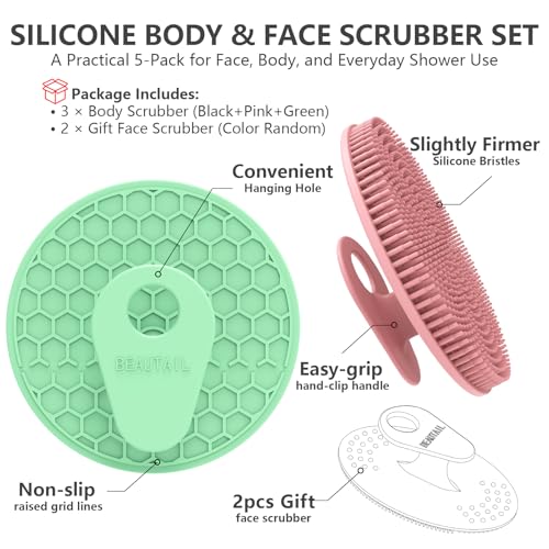 Silicone Body & Face Scrubber Set 5 Pack