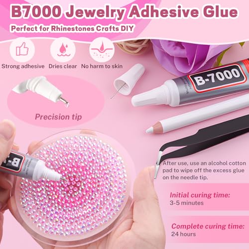20,000 Pcs Pink Flatback Rhinestones Bedazzling Kit with B7000 Glue