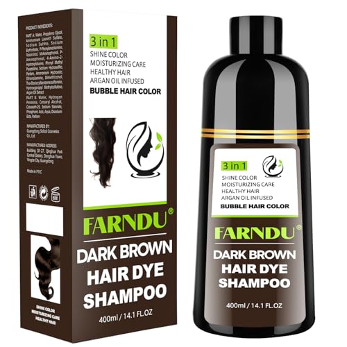 Dark Brown Hair Dye Shampoo for Grey Hair Coverage