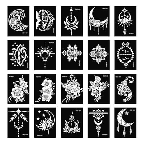 20 Sheet Reusable Tattoo Stencil Kit – Mehndi Templates