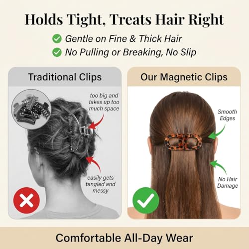 Magnetic Hair Clips for Women - Strong Hold No-Slip Styling