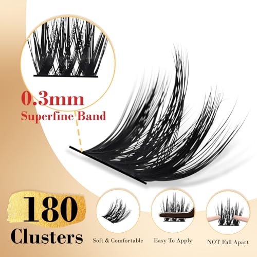 Cluster Eyelash Extensions 165 PCS DIY Lashes 8-16mm Mixed