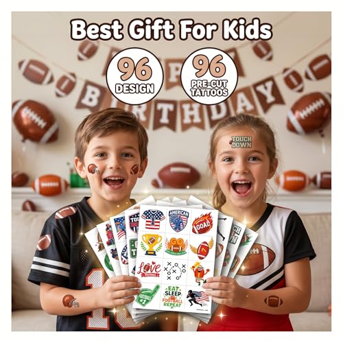 96 PCS Football Temporary Tattoos for Kids - Party Favors