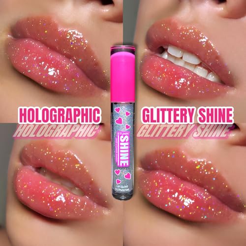Glittery Holographic Lip Gloss - Sparkly Shine with Coconut Oil