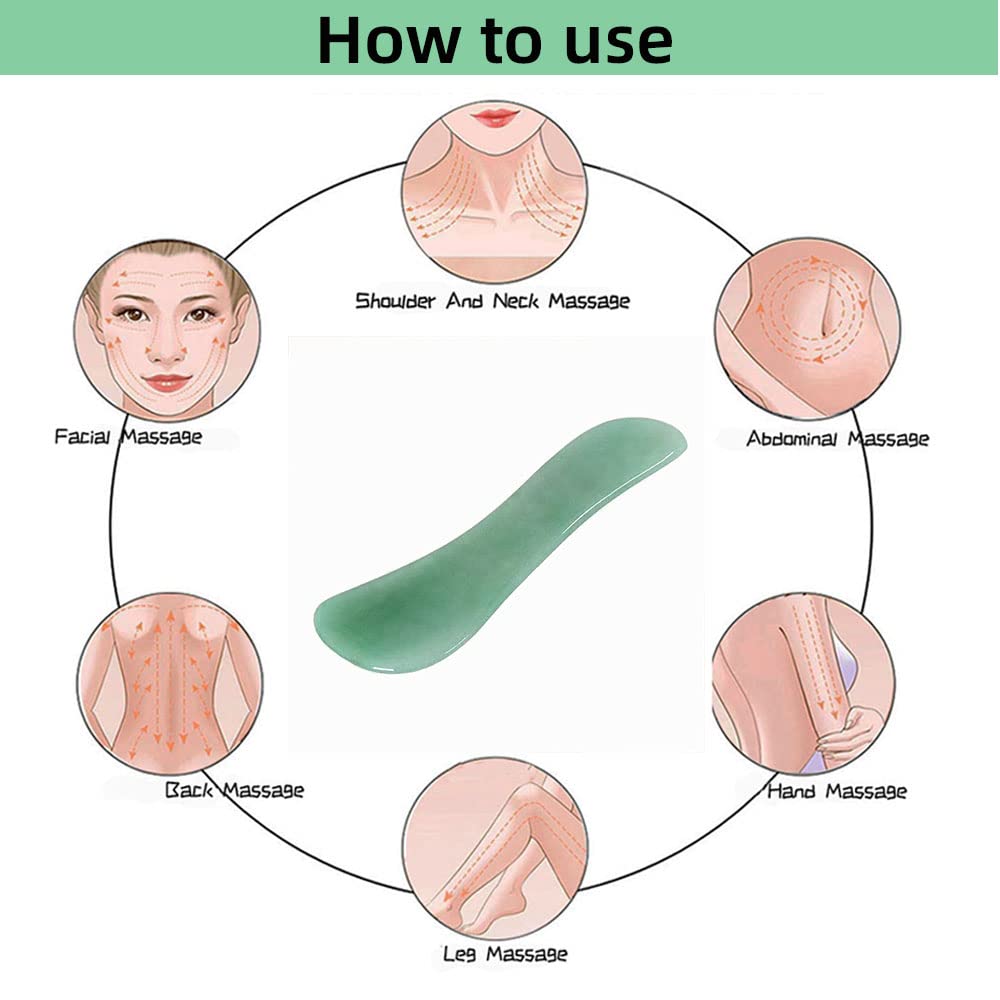 TOP SEWING Gua Sha Facials Tools for Back Massage Tools Board Natural Jade Stone for SPA Acupuncture Therapy Trigger Point Treatment