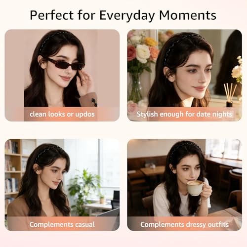 Zig Zag Hair Headbands for Women, Non-Slip 2-Pack Korean Style