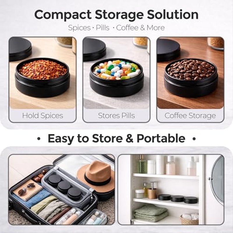 3 Pack Metal Tin Containers 2.5x1 Inch with Twist Lids