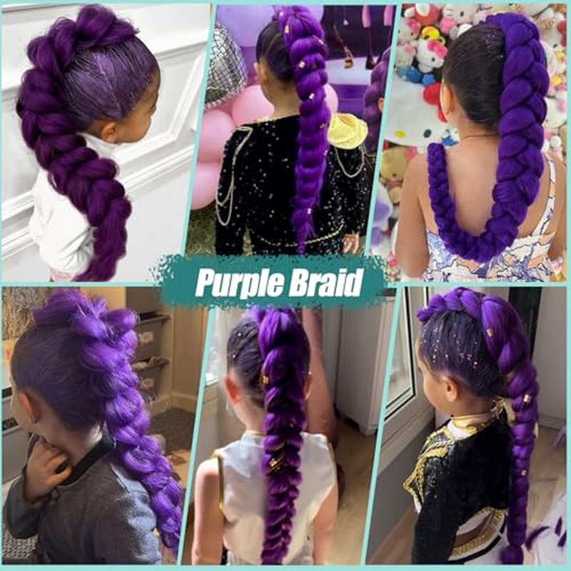 26 Inch Purple Braid Ponytail Extension for Cosplay & Halloween
