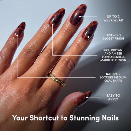 Glamnetic Press On Nails Medium Oval Tortoiseshell 30pc