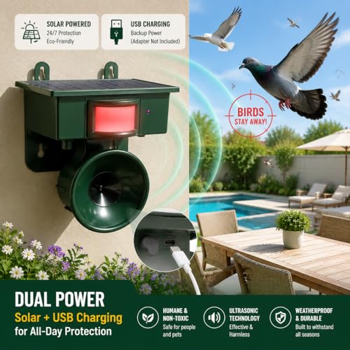 2026 Solar Ultrasonic Bird Repellent Devices Outdoor,Best Deterrent