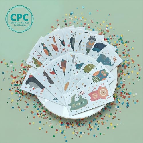 PapaKit Zoo Animals Temporary Tattoos - 36 Pc Set, 18 Individually Wrapped