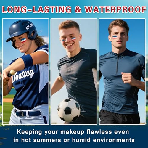 Red White Blue Face Paint Sticks - Waterproof 4th of July Makeup
