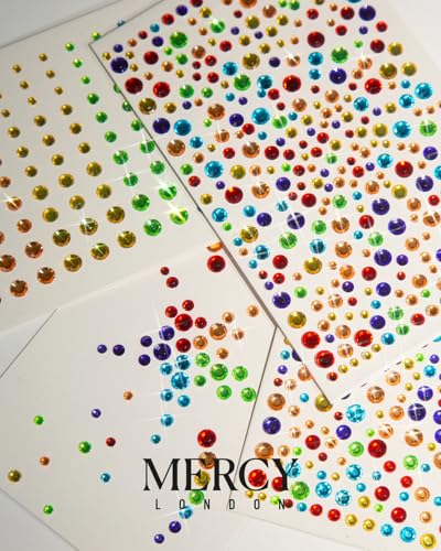 MERCY LONDON Face Gems Stickers - 4 Sheets Rainbow Rhinestones