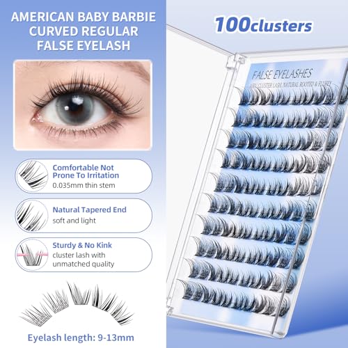 Wispy Lash Clusters 100Pcs - 13MM C Curl Individual Eyelash Extensions