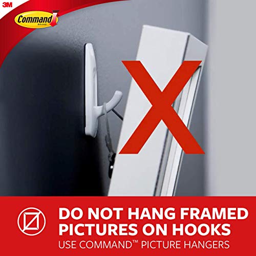 Command Medium Designer Hooks, Holdes up to 3 lb, 6 Wall Hooks with 12 Command Strips, White, Damage Free Hanging Hooks for Hanging Decorations in Living Spaces