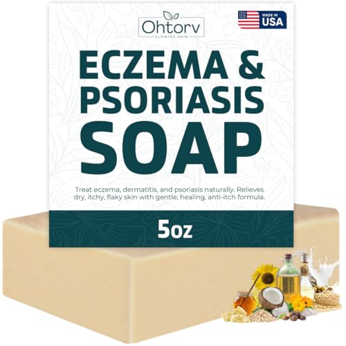 Eczema Soap Bar for Face and Body ? All Natural Dermatitis, Psoriasis Treatment for Dry Itchy Sensitive Skin Relief ? Gentle Detoxifying, Healing, Anti-Itch, Oatmeal Goat Milk Wash for Kids, & Adults