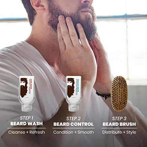 Billy Jealousy Beard Envy Facial Hair Refining Kit with Beard Wash Facial Hair Control and Boar Bristle Brush for Clean, Hydrated, Soft, Tamed Unruly Mane