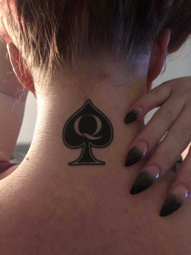 Queen of Spades Temporary Tattoos – 45 Designs, 5 Sheets