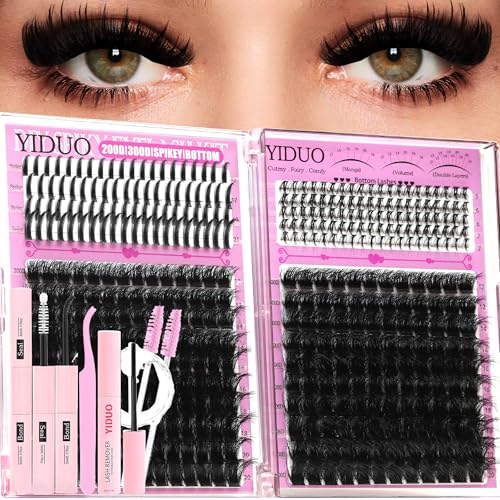 YIDUO Cluster Lashes Kit 3D Volume 200D+300D Extensions