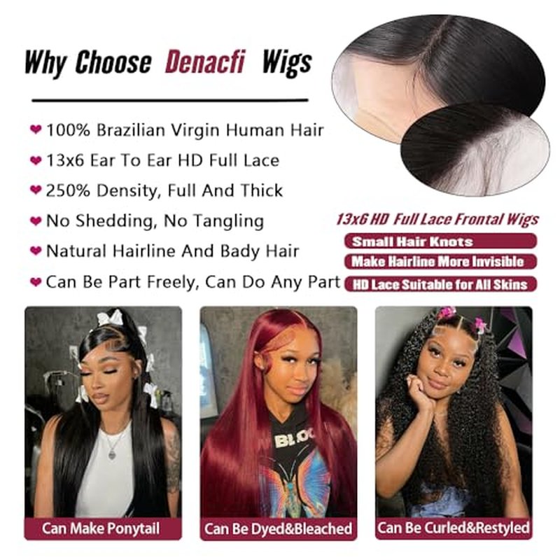 250% Density 13x6 HD Lace Front Wig - 30 Inch Straight Human Hair