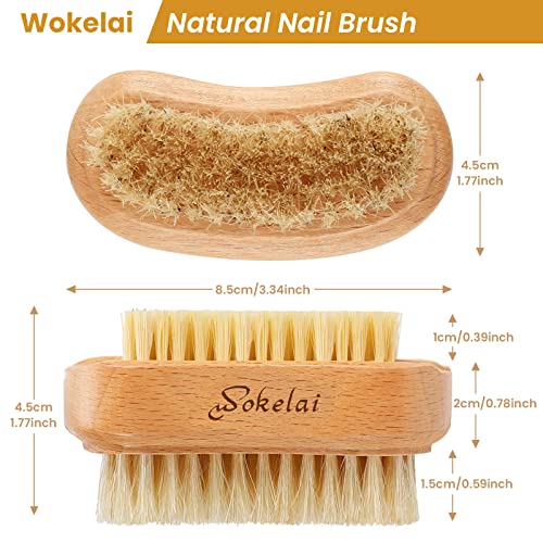 Wooden Nail Brush Set - 2 Natural Bristle Scrub Brushes for Manicure & Pedicure