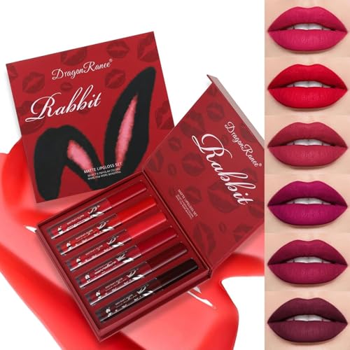 6-Piece Matte Red Liquid Lipstick Set - Waterproof & Long-Lasting
