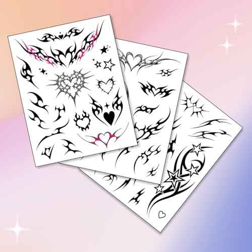 Edgy Y2K Temporary Tattoos | CyberSigilism Tramp Stamps | Realistic Waterproof Fake Tats | Festival, Bachelorette, Halloween, Birthday Favors, Accessories