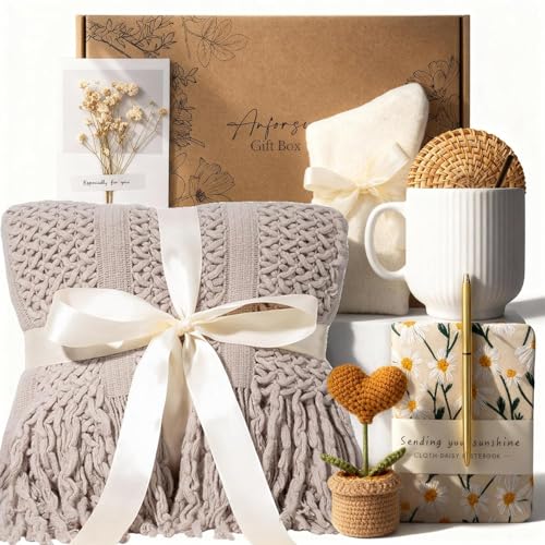 Self Care Gifts for Women Get Well Soon Birthday Gifts Baskets Care Package for Women, Thinking of You Feel Better Inspirational Christmas Gifts for Mom Her Friend Sister Wife (Khaki)