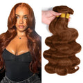 #30 Light Brown Body Wave Human Hair Bundles - 34 Inch, 3 Pack