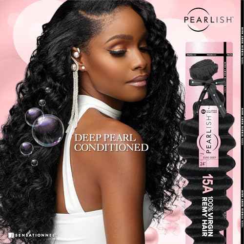 Sensationnel Pearlish bundle human hair - euro body deep pearl conditioned 15a soft remy beauty supply sew in or glue on bundles (14 Inch, NATURAL)