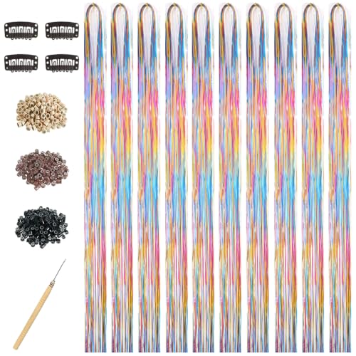 Rainbow Hair Tinsel Kit, 48 Inch 4000 Strands with Tools