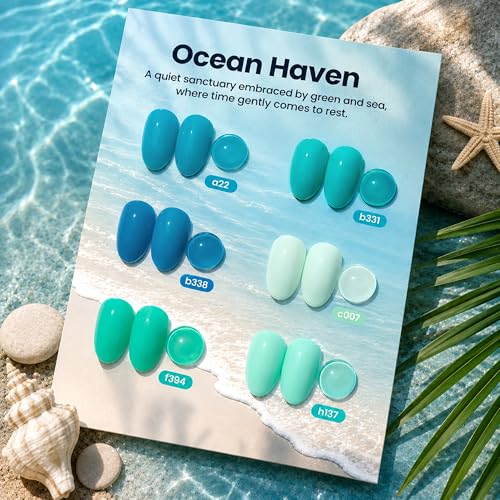 Beetles 6 Colors Gel Nail Polish Set - Ocean Haven Teal & Blue Kit