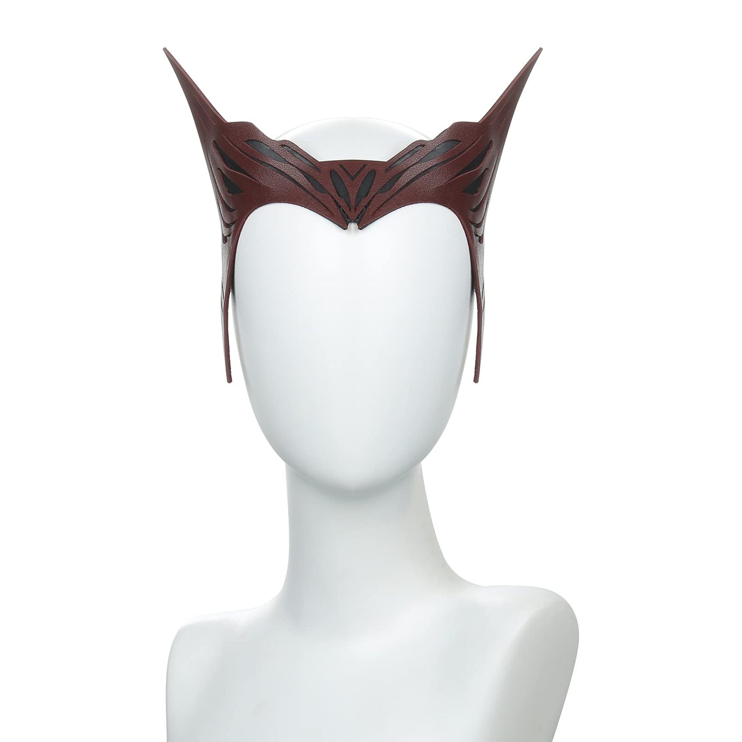 LOADREAM Women Tiara for Scarlet Witch Headpiece Wanda Maximoff Headwear Red Leather Crown Halloween Party Costume Props (A)