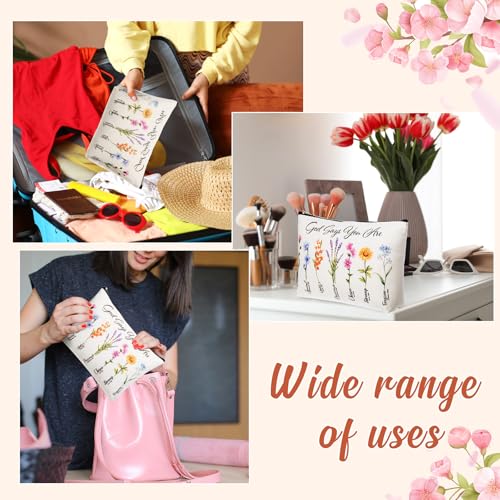 12 Pcs Christian Gifts for Women Christian Makeup Bags Bulk Christmas Group Gifts for Women Religious Bulk God Says You Are Cosmetic Bags with Inspirational Bible Verse(Elegant Style)
